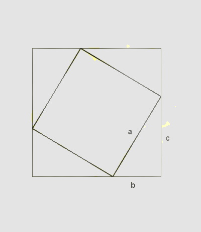 Un dibujo para la demostración del teorema de Pitágoras